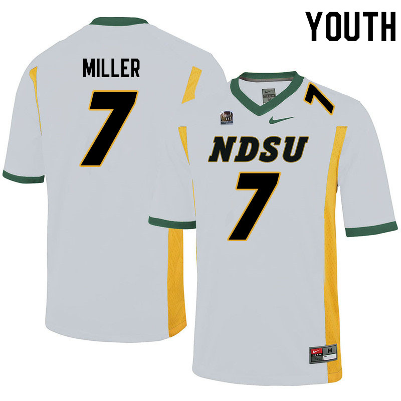 Youth #7 Cam Miller North Dakota State Bison College Football Jerseys Sale-White - Click Image to Close
